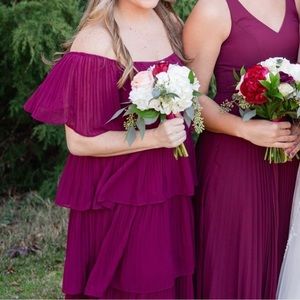 off the shoulder burgundy tiered dress!